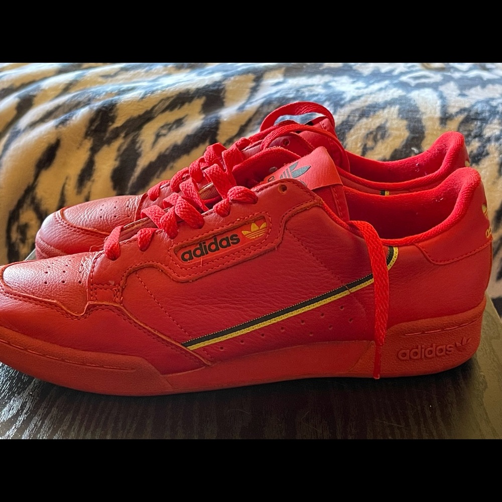 Red adidas sneakers